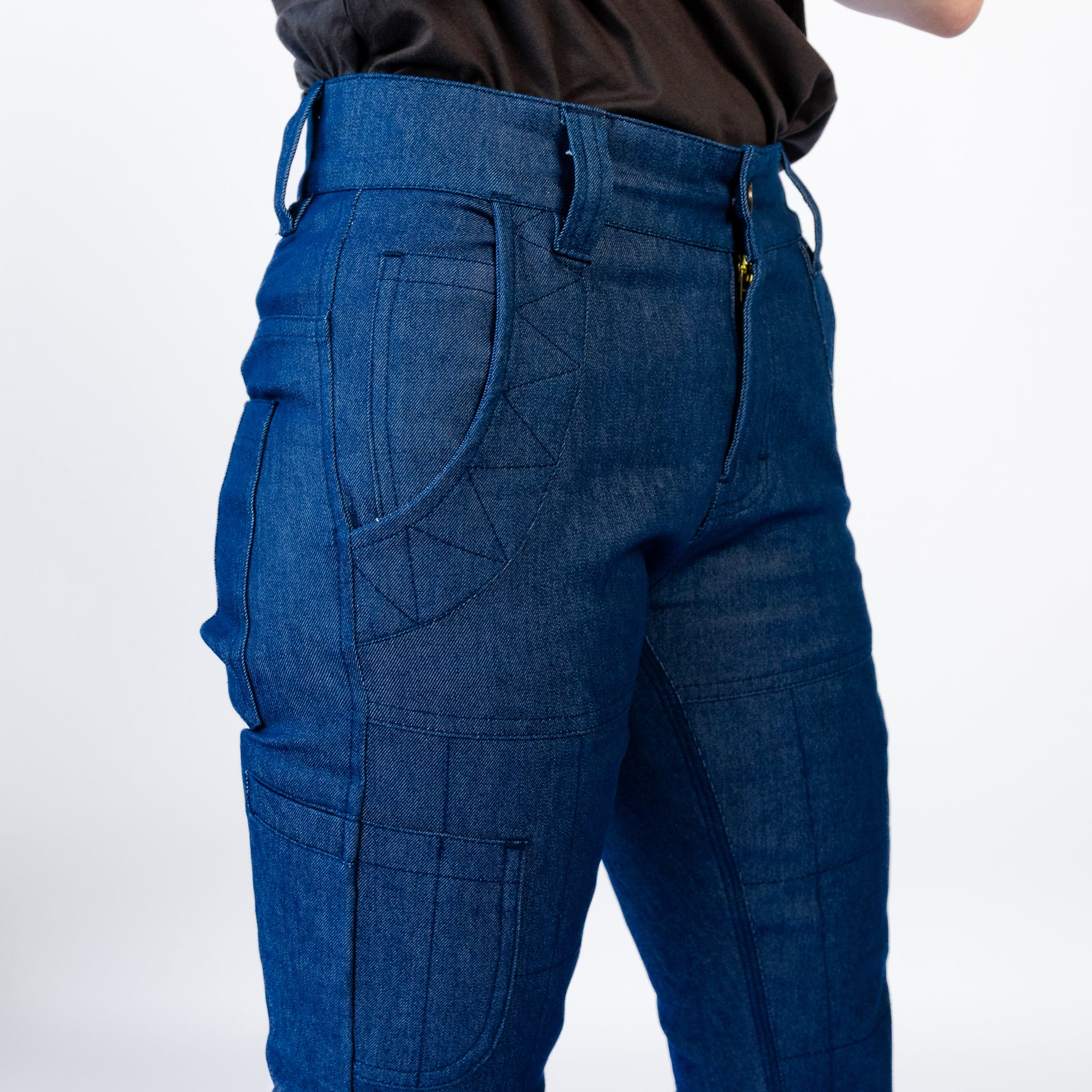 2678 Cuffed Utility Work Pants/jeans - Blue Stretch Denim