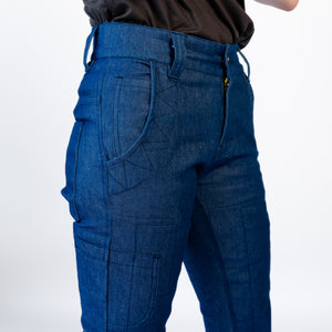 2678 Cuffed Utility Work Pants/jeans - Blue Stretch Denim