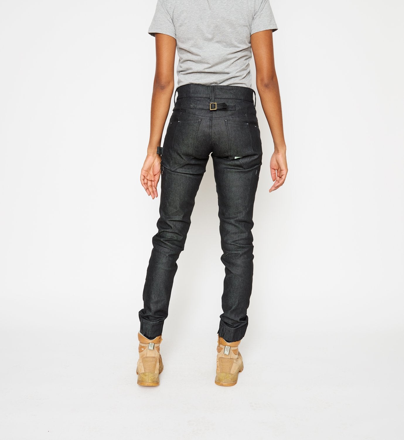 2678 Cuffed Utility Work Pants/Jeans - Black Stretch Denim – eve workwear